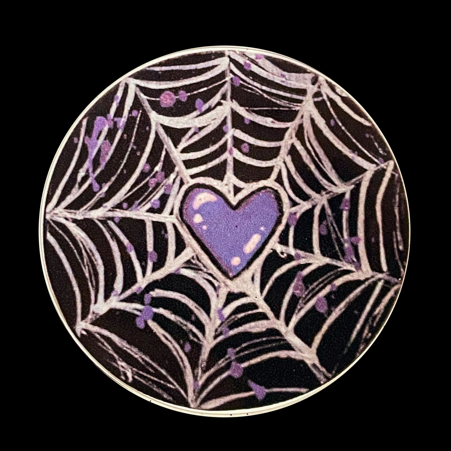 Violet Spiderweb Heart SticKer
