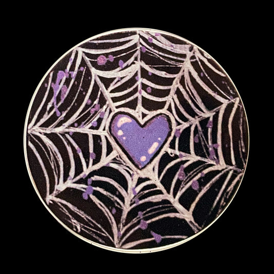 Violet Spiderweb Heart SticKer