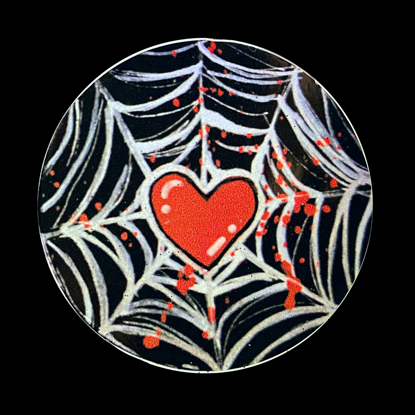 Blood Red Spiderweb Heart SticKer