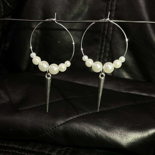 White Single SpiKe Earrings