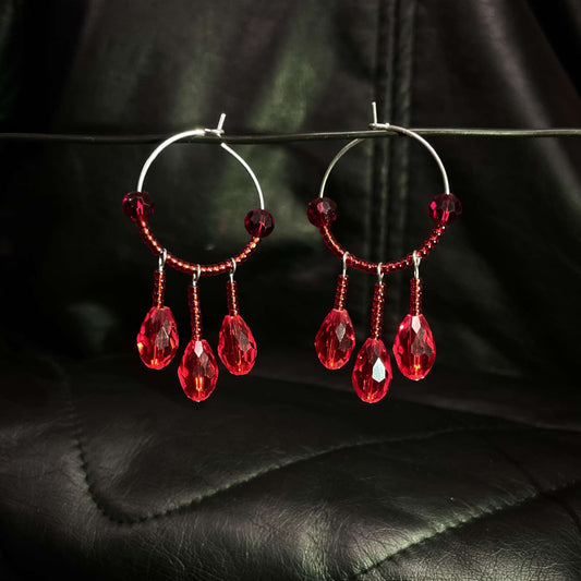 Red Jewel Drop Earrings