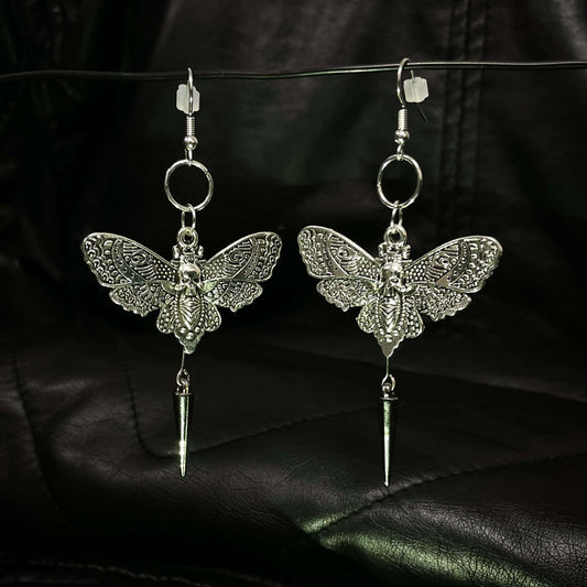 Silver Moth Earrings